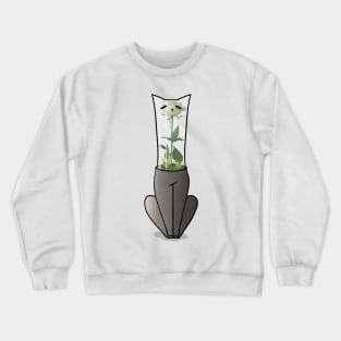 White Rose Vase Cat :: Canines and Felines Crewneck Sweatshirt